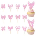 Rosa Glitzer Schleife Cupcake Topper Detail, süße Schleifendesigns für Geburtstag Party. - 24 / Rosa