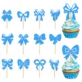 Blau Glitzer Schleifen Cupcake Topper Set, schone Kuchen Dekoration fur Geburtstagsfeier. - 24 / Blau