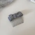 Pettine per capelli con fiocco in maglia grigia elegante pettine in metallo accessorio - Pettine per Capelli con Perle / Grigio