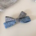 Molla per capelli fiocco in maglia grigio blu elegante fermaglio dolce per accessori acconciatura - Molla a Fiocco / Gradiente Grigio