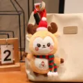 Niedlicher Weihnachtsreh Plüsch Anhänger Schlüsselanhänger ausgestopfte Elk Puppe neu - Hellbraunes Rentier (Schneemann) / Hellbraun