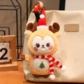 Cute Christmas deer plush pendant stuffed toy doll for women handbag keychain decoration - Light Brown Reindeer (Tree)