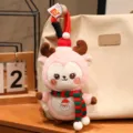Cute Christmas deer plush toy pendant, soft pink elk doll for bag and key chain accessory. - Pink Reindeer (Santa)