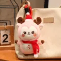 Cute Christmas reindeer plush keychain, soft pink stuffed animal bag pendant charm. - Pink Reindeer (Snowman)
