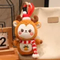 Cute Christmas reindeer plush keychain, soft stuffed elk doll bag charm for women and girls. - Dark Brown Reindeer (Bell)