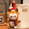Cute Christmas deer plush pendant, soft stuffed elk doll keychain for bags and keys. Great item. - Dark Brown Reindeer (Santa)