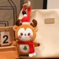 Cute Christmas deer plush keychain cute elk doll bag pendant winter holiday gift toy charm - Dark Brown Reindeer (Tree)