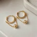 S925 Silber vergoldete Kugel Kette Creolen, schicke minimalistische Ohrringe für Damen. - 925er Silber / Gold