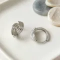 S925 Sterlingsilber mehrschichtige stromlinienförmige Creolen für Damen, elegant und schick. - Mehrlagige Stromlinie (K1363) / Weißgold