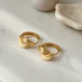 Elegante 925er Silber mehrsträngige Creolen, minimalistischer Pendlerschmuck für Damen. - Mehrlagige Stromlinie (K1363) / Gold