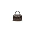 Glossy pleated acrylic box bag with top handle and chain strap, main product view - Gunmetal
