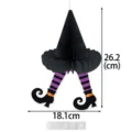 Halloween heksenhoed honingraat hangende decoratie met gestreepte benen feestdecoratie - Paarse Elfenbenen