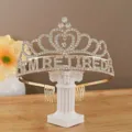 Goldener Strass-Renten-Tiara-Kronen-Haarschmuck für Partyfeier und Verkleidung erwachsener. - Krone / Gold Weiß