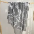 Grey white watercolor tie dye cotton long scarf shawl fringe draped on wooden rack detail - 4# Grey - Bubble Wrap Tie-Dye (Tie-Dye) / 180*90