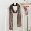 Leopardmuster geknitterter schmaler langer Schal, leichter Voile-Stoff, stilvolles Halstuch. - 180x20cm / Kleiner Leopard Kaffee