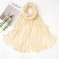 Solid color crinkled long scarf lightweight casual shawl fashion women accessories - 180x90cm / Beige