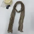 Bufanda arrugada chic de lunares, bufanda larga delgada de gasa ligera para moda diaria de mujeres - Lunares Café Claro