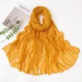 Solid color crinkled long scarf women elegant fashion wrap lightweight versatile shawl - 180x90cm / Turmeric