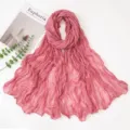 Solid color crinkled long scarf for women, lightweight draped shawl, pink fashion accessory. - 180x90cm / Dusty Rose