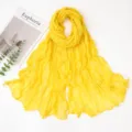 Bright yellow crinkled chiffon scarf, solid color lightweight long wrap shawl for women. - 180x90cm / Lemon Yellow