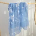 Blue watercolor tie-dye cotton scarf detail view, showing soft fabric texture and artistic pattern. - 3# Sky Blue - Bubble Wrap Tie-Dye (Tie-Dye) / 180*90