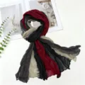 Detail view of the autumn winter gradient crinkle scarf, stylish women long wrap shawl. - 180x80cm / Multi-Color Gradient Splicing
