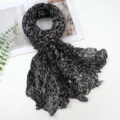 Bufanda Estampado Leopardo Negro Gris Estrecha Plisada Voile Moda Ligera Mujer - Pequeño Leopardo Gris