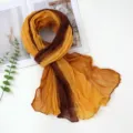 Gradient cotton-linen feel women scarf, vintage long pleated shawl for autumn winter daily wear. - 180x80cm / Vintage Yellow Brown Gradient