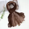 Brown gradient crinkle scarf, stylish cotton linen feel long shawl for autumn and winter daily wear. - 180x80cm / Vintage Brown Gradient