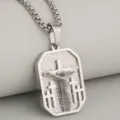 Mens stainless steel cross dog tag pendant necklace fashion hip hop religious jewelry - Pendant Only (Without Chain) / Silver