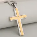 Stainless steel cross pendant necklace for couples, two-tone electroplated retro design. - Pendant Only (DZ471) / Silver and Gold