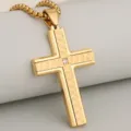 Gold stainless steel cross pendant necklace with textured surface and center stone variant. - Pendant Only (DZ471) / Gold