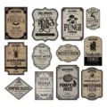 Halloween vintage potion bottle sticker labels set, gothic spooky decorative decals for bars. - 12 Sheets