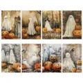 Halloween bottle stickers decorative vintage ghost pumpkin waterproof label set for spooky party - 8 Sheets Set