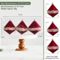 Rote beflockte Diamant-Weihnachtskugeln 3er-Set zum Aufhängen für Tannenbaum Deko - 159-1 Roter Geformter Ball
