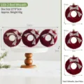 Rote Beflockte Weihnachtskranz Ornamente 3er Set mit Glitzer Schleifen Baumschmuck 9x8cm - 159-2 Roter Kranz