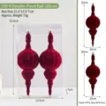 Rotes beflocktes Weihnachts-Spitzkugel-Set für Tannenbaum und Fenster Winter Deko 2 Stk - 159-9 Doppelspitzenball (20cm)