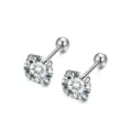 Orecchini a lobo con vite in argento sterling S925 moissanite quattro griffe donna - 0.3 ct / Oro bianco