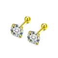 Orecchini a lobo moissanite argento S925, placcato oro classico 4 griffe tondo a vite. - 0.3 ct / Oro Giallo