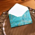 Enveloppe rétro à motif marbre turquoise papeterie élégante plateau en bronze variante - Enveloppe Seule / Bleu Turquoise
