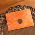 Enveloppe texture marbre orange avec sceau de cire, variante de lot de lettres rétro. - 1 Enveloppe + 1 Autocollant Sceau de Cire / Orange Crépuscule