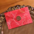 Enveloppe motif marbre rouge avec sceau de cire style vintage ensemble de papeterie pour lettres - 1 Enveloppe + 1 Autocollant Sceau de Cire / Rouge Cinabre