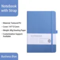 A5 zakelijk notitieboek met elastische band, PU lederen kaft, 80g papier voor op kantoor. - Geliniëerd / Business Blauw