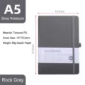 A5 Notizbuch mit Gummiband Graues PU Leder Tagebuch 80g Papier Buero Geschaeft Notizheft - Felsgrau
