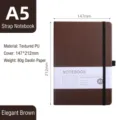 A5 Hardcover Notizbuch mit Gummiband Verschluss, PU Leder Einband, 80g Papier für Büro. - Elegant Braun