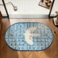 Tapis de bain ovale rétro en terre de diatomée absorbant pour le sol de la salle de bain. - 40*60cm (Standard) / Oiseau Bleu