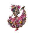 Day of the Dead skeleton dancing woman brooch, vibrant enamel rhinestone lapel pin for festival. - Dancing Girl (Rose Red Style) / Rose Red