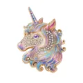 Exquisite unicorn enamel brooch with sparkling rhinestones and colorful gradient design for women. - Blue and Purple