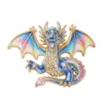 Colorful crystal dragon brooch for women, gold plated fashion enamel lapel pin accessory. - Blue