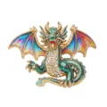 Exquisite colorful dragon brooch for women, luxury enamel rhinestone crystal pins badge gift. - Green